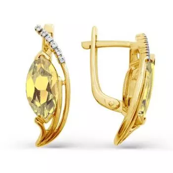 Серьги с цитринами и фианитами Линии Любви