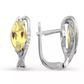 Серьги с цитринами и фианитами Линии Любви