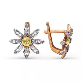 Серьги с цитринами и фианитами Линии Любви