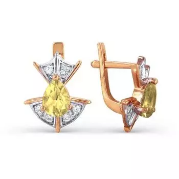Серьги с цитринами и фианитами Линии Любви
