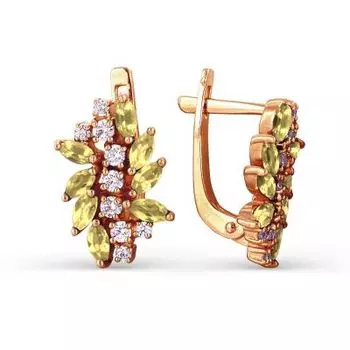 Серьги с цитринами и фианитами Линии Любви