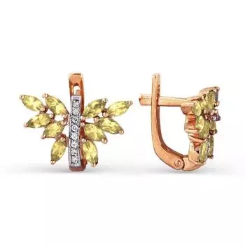 Серьги с цитринами и фианитами Линии Любви