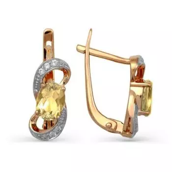 Серьги с цитринами и фианитами Линии Любви