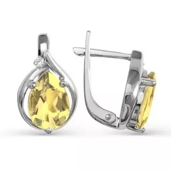 Серьги с цитринами и фианитами Линии Любви