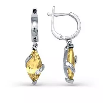 Серьги с цитринами и фианитами Линии Любви