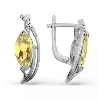 Серьги с цитринами и фианитами Линии Любви