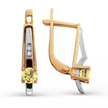 Серьги с цитринами и фианитами Линии Любви