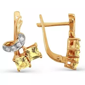 Серьги с цитринами и фианитами Линии Любви