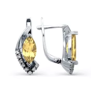 Серьги с цитринами и фианитами Линии Любви