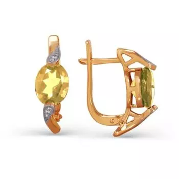 Серьги с цитринами и фианитами Линии Любви