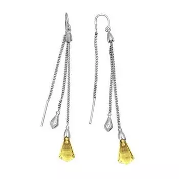 Серьги с цитринами и фианитами Линии Любви