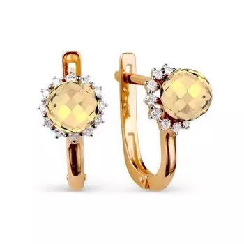 Серьги с цитринами и фианитами Линии Любви