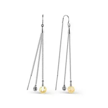 Серьги с цитринами и фианитами Линии Любви