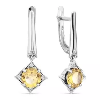 Серьги с цитринами и фианитами Линии Любви