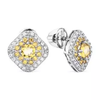 Серьги с цитринами и фианитами Линии Любви