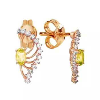 Серьги с цитринами и фианитами Линии Любви