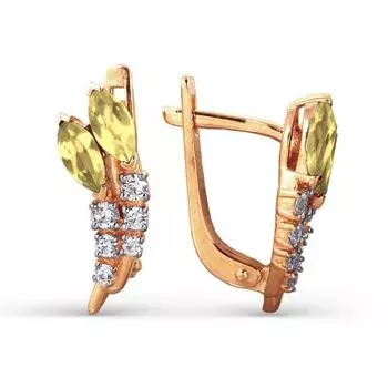 Серьги с цитринами и фианитами Линии Любви