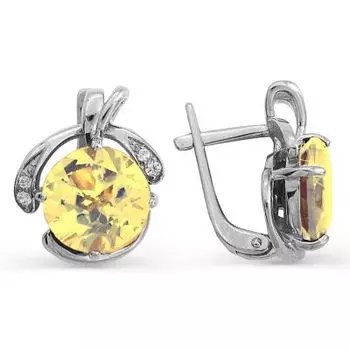 Серьги с цитринами и фианитами Линии Любви