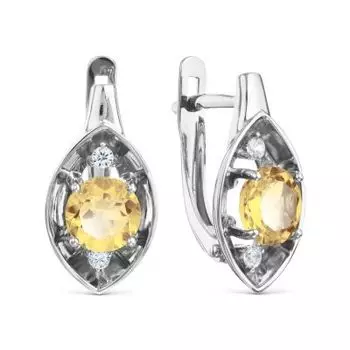 Серьги с цитринами и фианитами Линии Любви