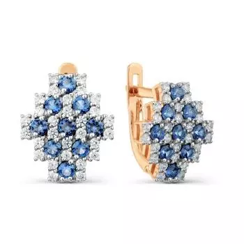 Серьги с фианитами и фианитами Premium Линии Любви