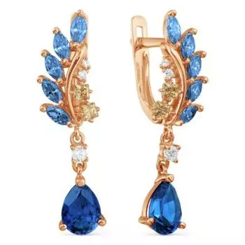 Серьги с фианитами и фианитами Premium Линии Любви