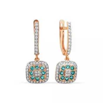 Серьги с фианитами и фианитами Premiums Линии Любви