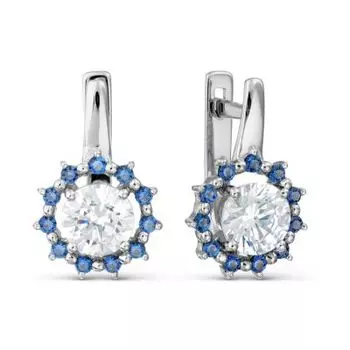 Серьги с фианитами и фианитами Premium Линии Любви