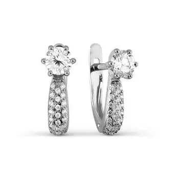Серьги с фианитами и фианитами Premium Линии Любви