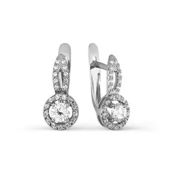 Серьги с фианитами и фианитами Premium Линии Любви