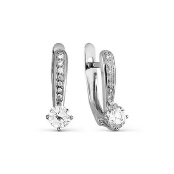 Серьги с фианитами и фианитами Premium Линии Любви