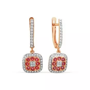 Серьги с фианитами и фианитами Premium Линии Любви