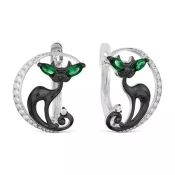 Серьги с фианитами и фианитами Premium Линии Любви