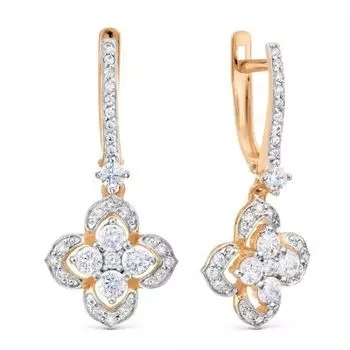 Серьги с фианитами Линии Любви