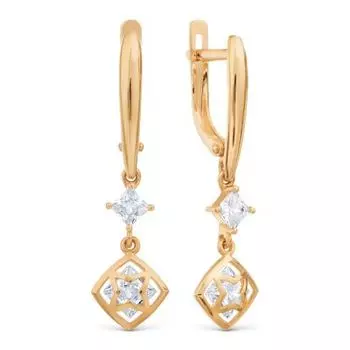 Серьги с фианитами Линии Любви