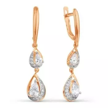 Серьги с фианитами Линии Любви