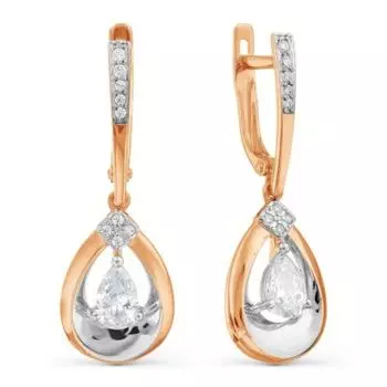 Серьги с фианитами Линии Любви