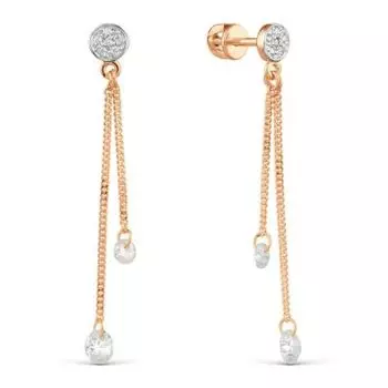 Серьги с фианитами Линии Любви