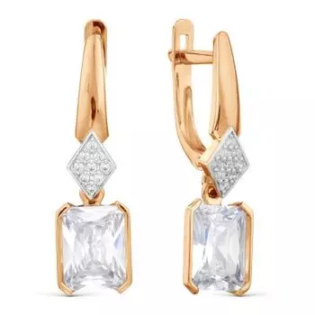 Серьги с фианитами Линии Любви