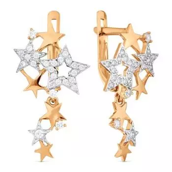 Серьги с фианитами Линии Любви