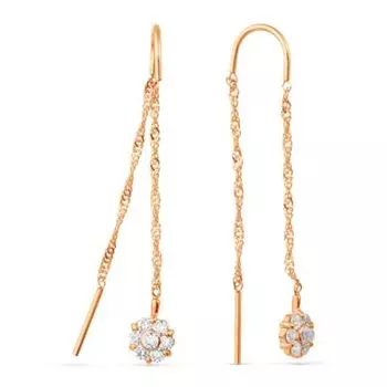 Серьги с фианитами Линии Любви