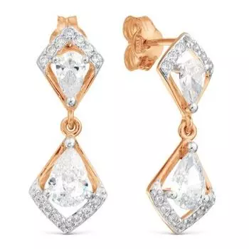 Серьги с фианитами Линии Любви