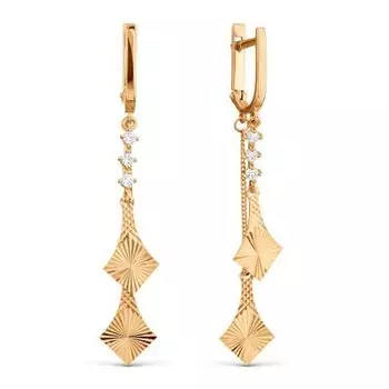 Серьги с фианитами Линии Любви