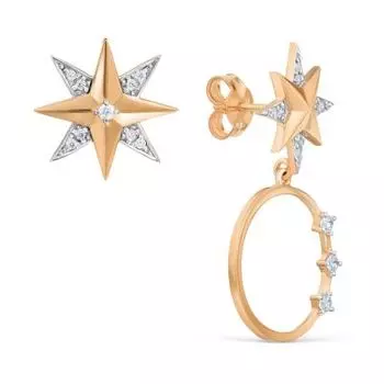 Серьги с фианитами Линии Любви