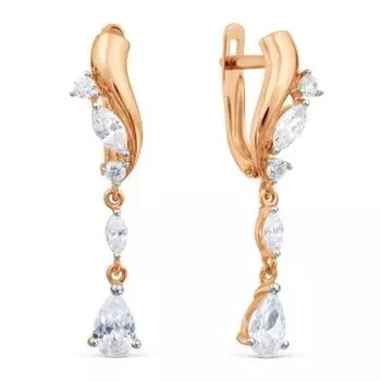 Серьги с фианитами Линии Любви