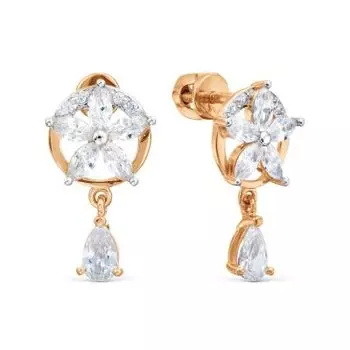 Серьги с фианитами Линии Любви