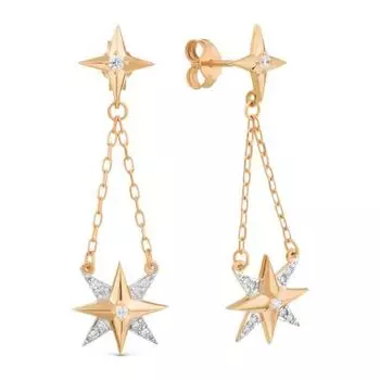 Серьги с фианитами Линии Любви