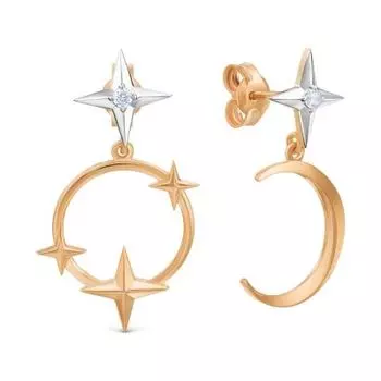 Серьги с фианитами Линии Любви