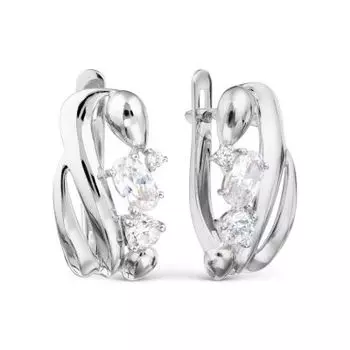 Серьги с фианитами Линии Любви