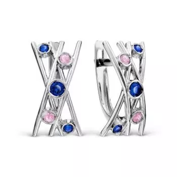 Серьги с фианитами Линии Любви