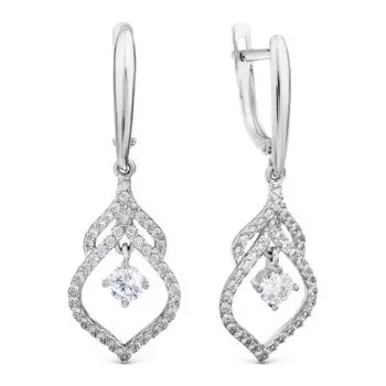 Серьги с фианитами Линии Любви